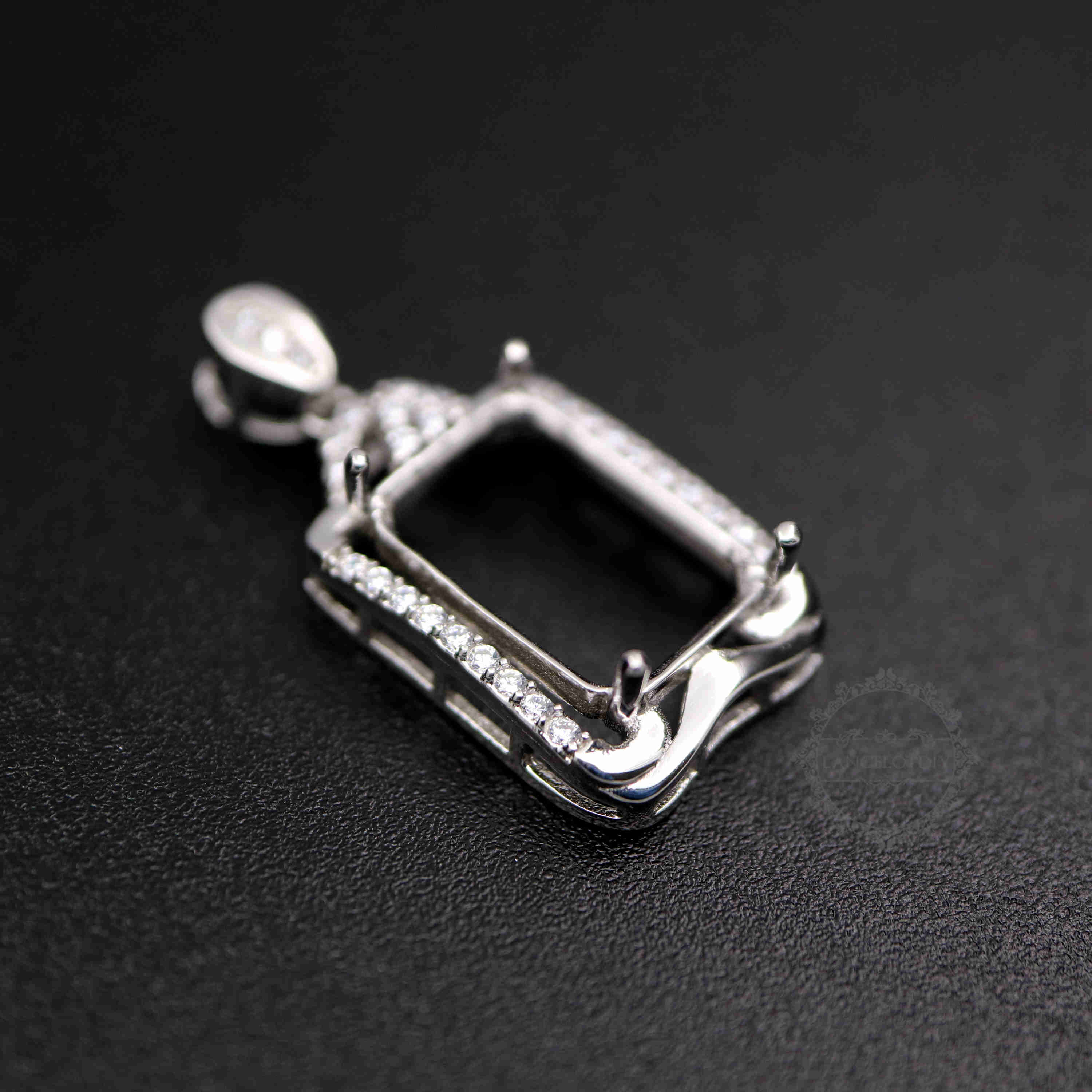 1Pcs Multiple Sizes Rose Gold Silver Prong Bezel Settings For Rectangle Cz Stone Solid 925 Sterling Silver DIY Pendant Charm Tray 1431033 - Click Image to Close